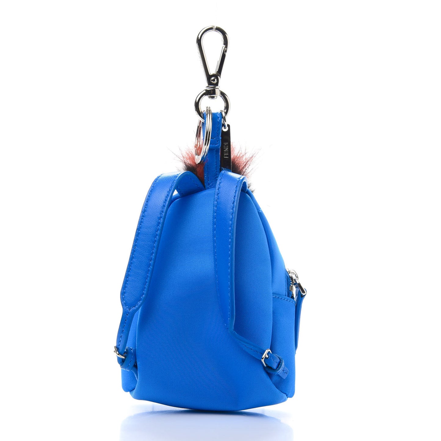 Nylon Shiny Nappa Nutria Fox Fur Monster Eyes Mini Backpack Charm Blue Royal Multicolor