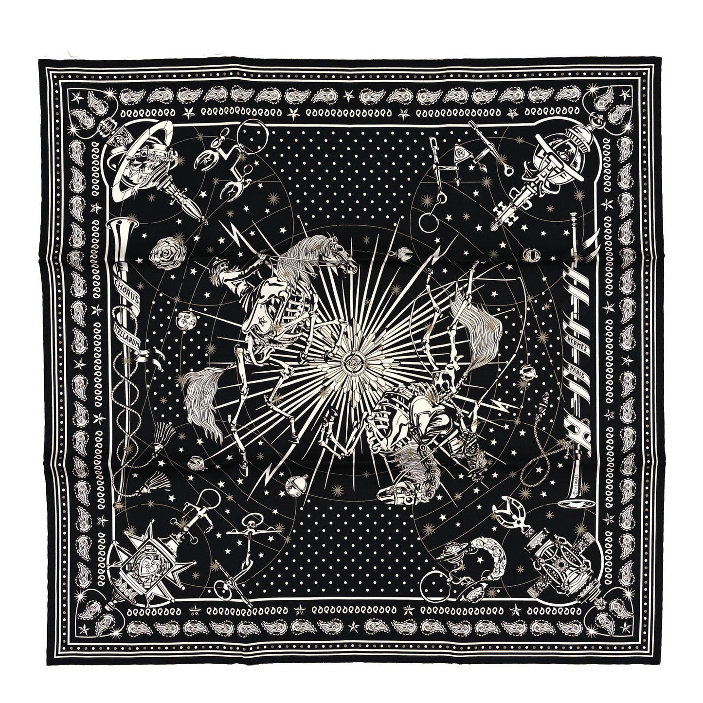 Silk Chorus Stellarum Scarf 70 Black White
