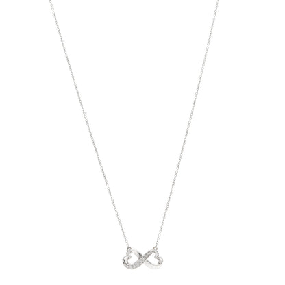 Tiffany 18K White Gold Diamond Paloma Picasso Double Loving Heart Necklace 1 of 6