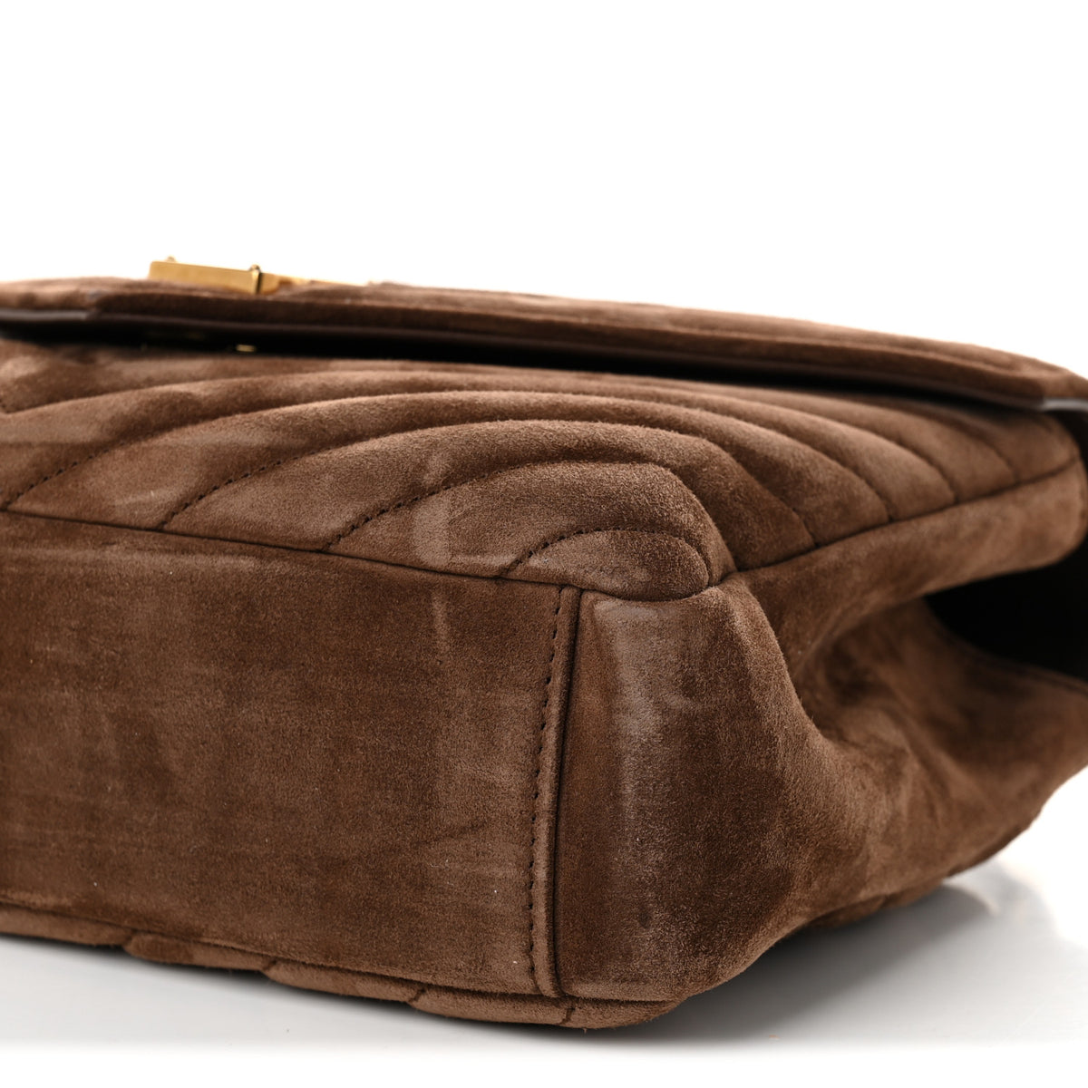 Saint Laurent Suede Matelasse Chevron Monogram Medium College Bag Bark Brown 10 of 10