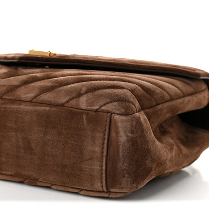 Saint Laurent Suede Matelasse Chevron Monogram Medium College Bag Bark Brown 10 of 10