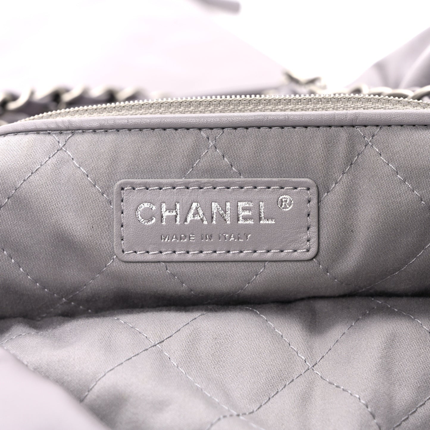 Shiny Calfskin Quilted Chanel 22 Light Grey