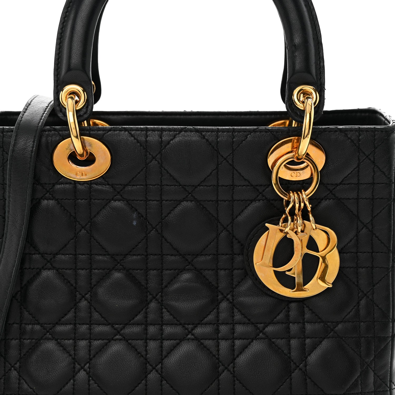 Christian Dior Lambskin Cannage Medium Lady Dior Black 8 of 19