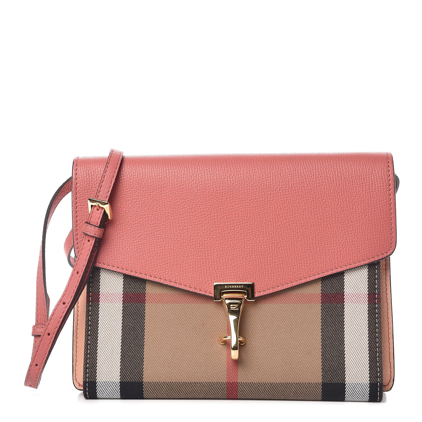 Derby Calfskin House Check Small Macken Crossbody Bag Copper Pink