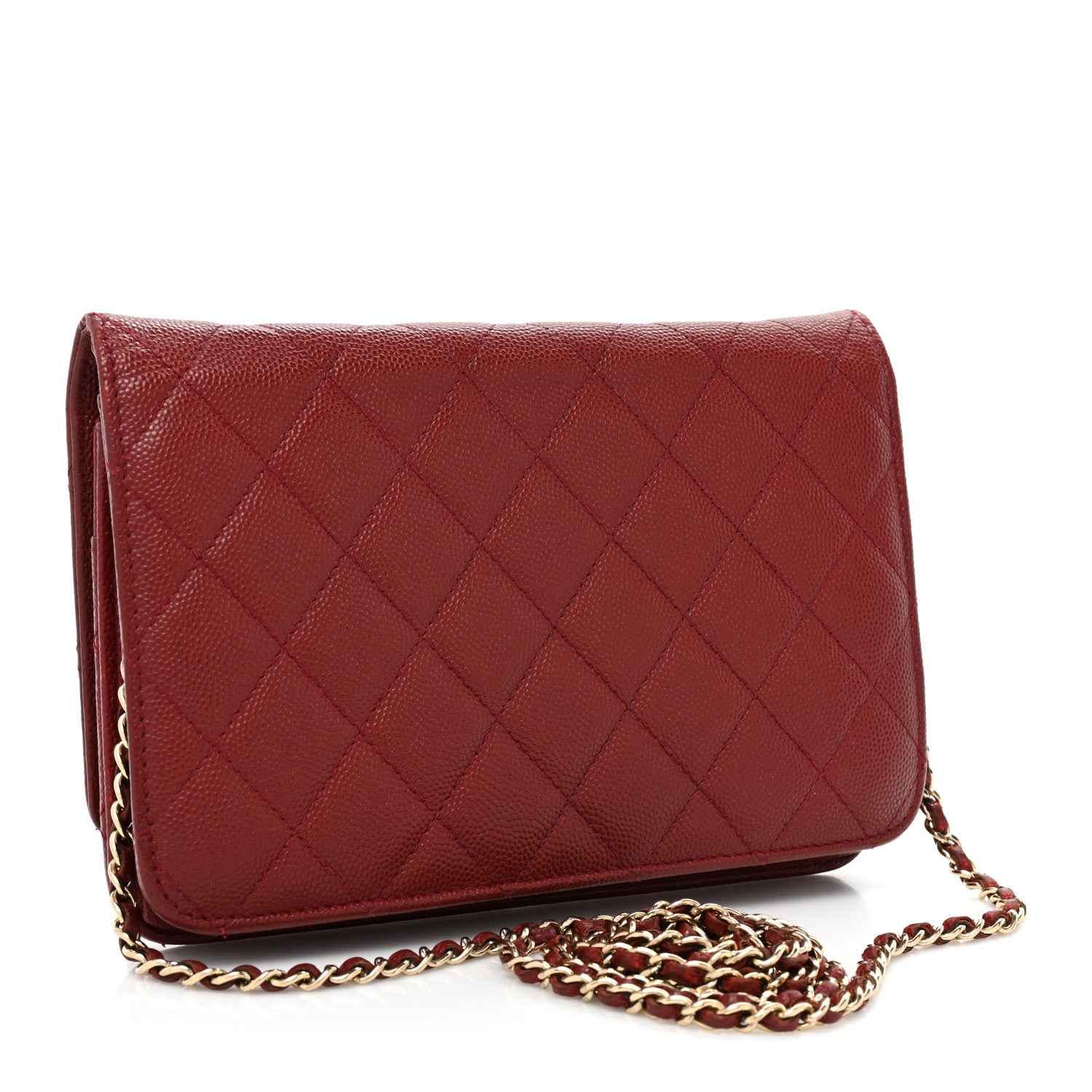 Chanel Caviar Quilted Golden Class Wallet On Chain WOC Red 3 of 17