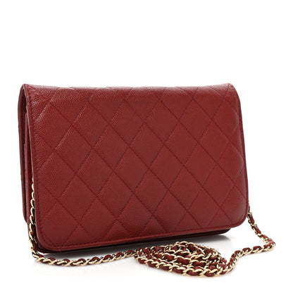 Chanel Caviar Quilted Golden Class Wallet On Chain WOC Red 3 of 17