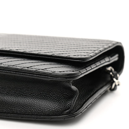 Chanel Caviar Chevron Quilted Wallet On Chain WOC Black 11 of 13