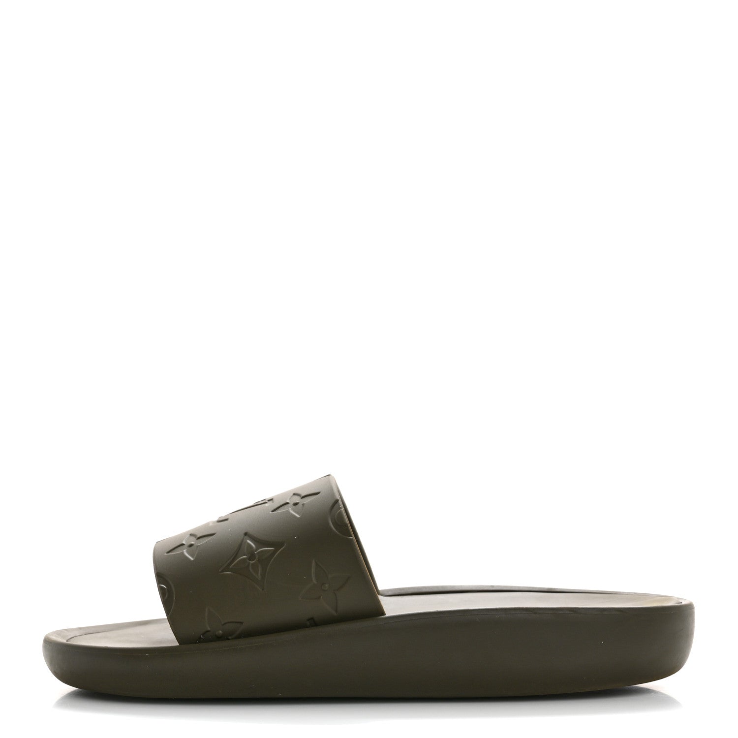 Louis Vuitton Rubber Monogram Embossed Sunbath Flat Mule 37 Kaki 1 of 9