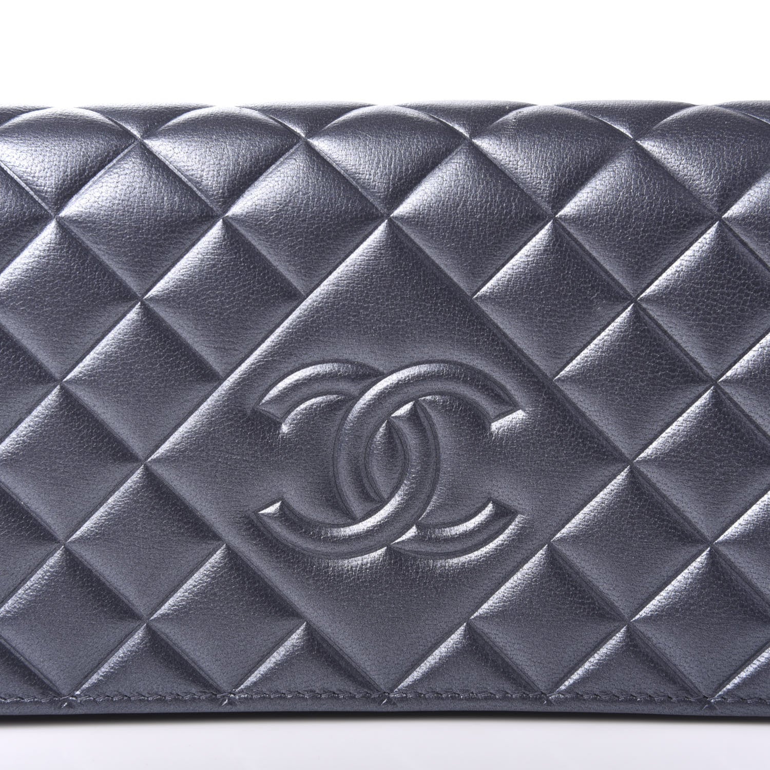 Chanel Calfskin Quilted Large Diamond CC Flap Wallet Dark Silver 10 of 11