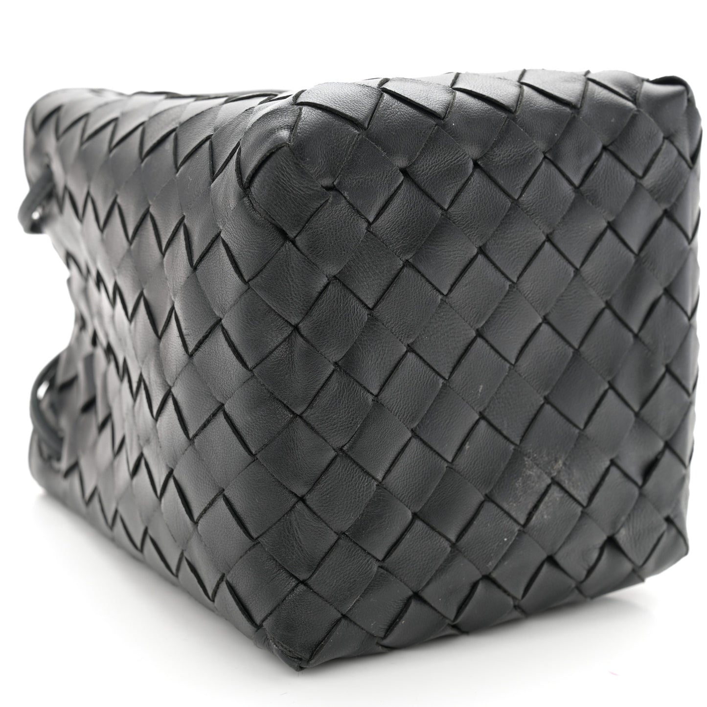 Nappa Intrecciato Small Drawstring Bucket Bag Black