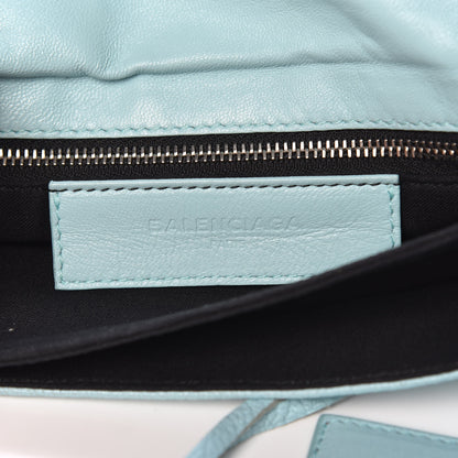 Balenciaga Chevre Silver Metallic Edge Hardware Envelope Clutch Bleu Maldives 6 of 9