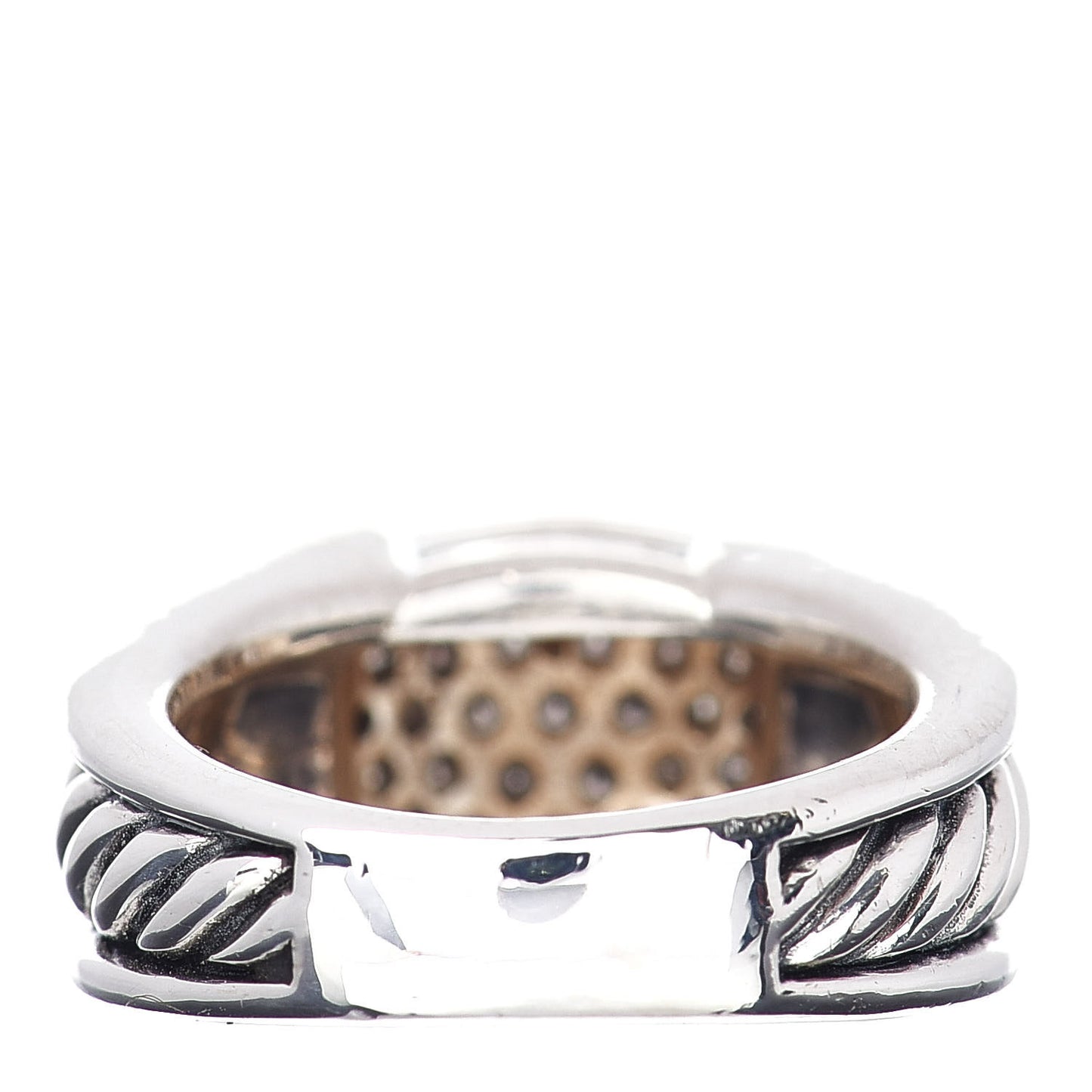 Sterling Silver Diamond 12mm Cable Cocktail Ring 52 6