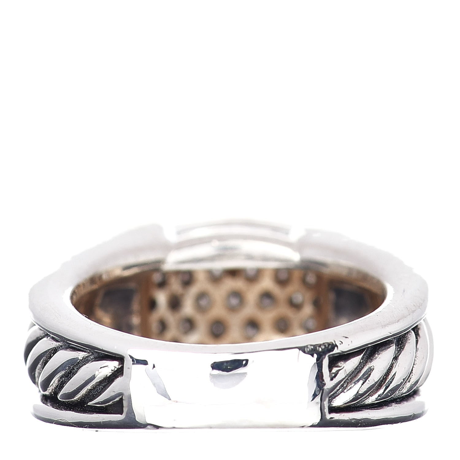 David Yurman Sterling Silver Diamond 12mm Cable Cocktail Ring 52 6 4 of 5