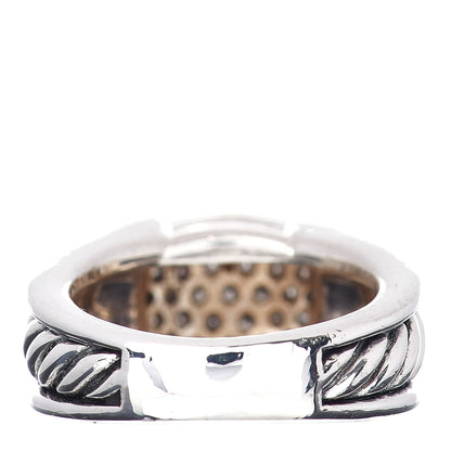David Yurman Sterling Silver Diamond 12mm Cable Cocktail Ring 52 6 4 of 5