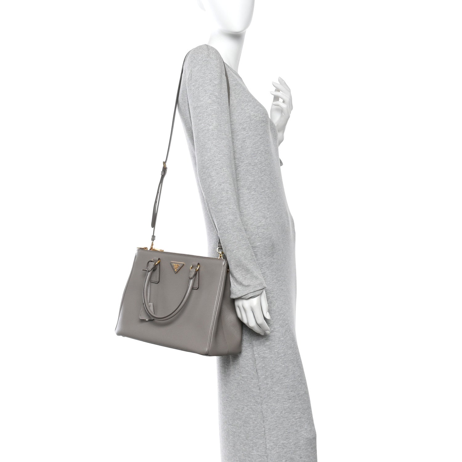 Prada Saffiano Lux Large Galleria Double Zip Tote Argilla 2 of 9
