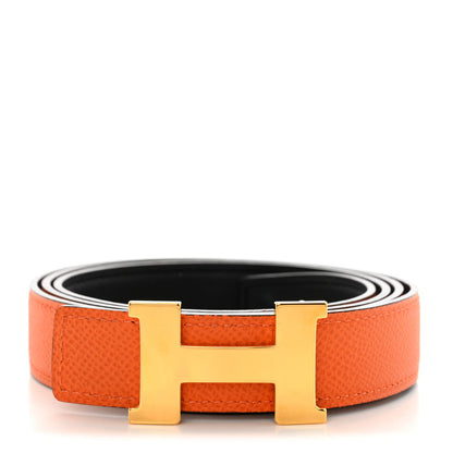 Hermes Epsom Swift 24mm Mini Constance H Belt 95 38 Orange Black 1 of 7