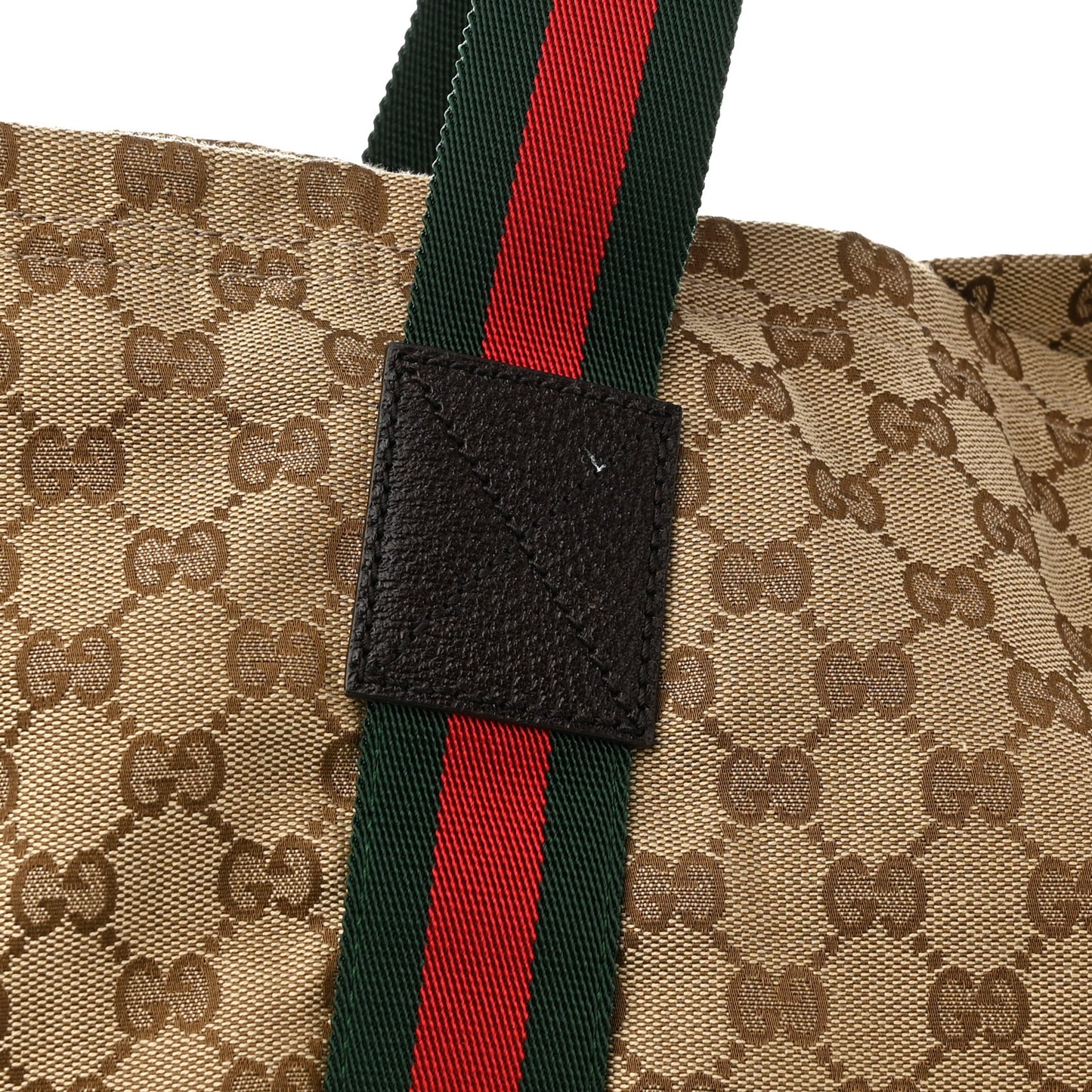 GG Monogram Medium Web Handle Vertical Tote Dark Brown