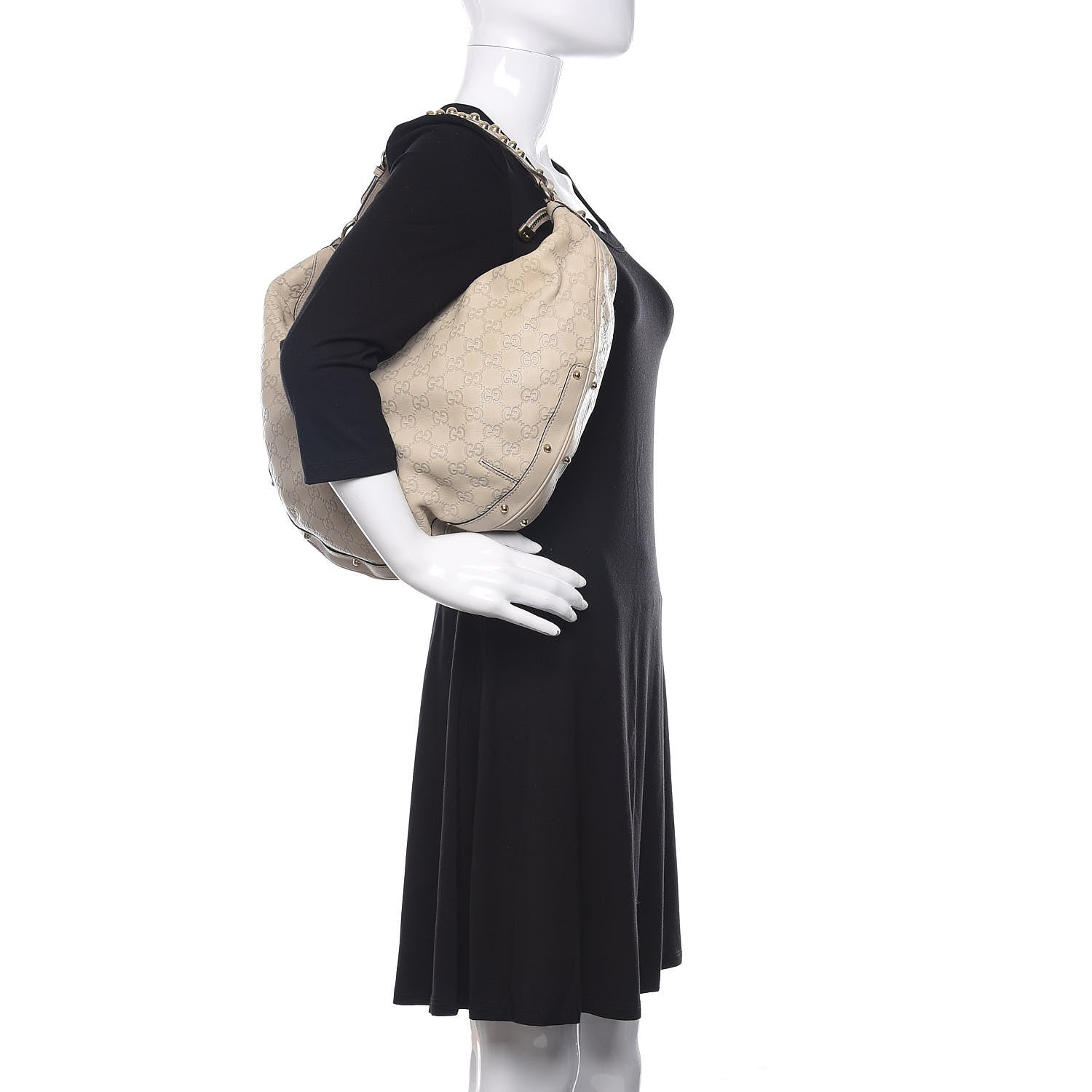 Gucci Guccissima Large Biba Studded Hobo Off White 2 of 9