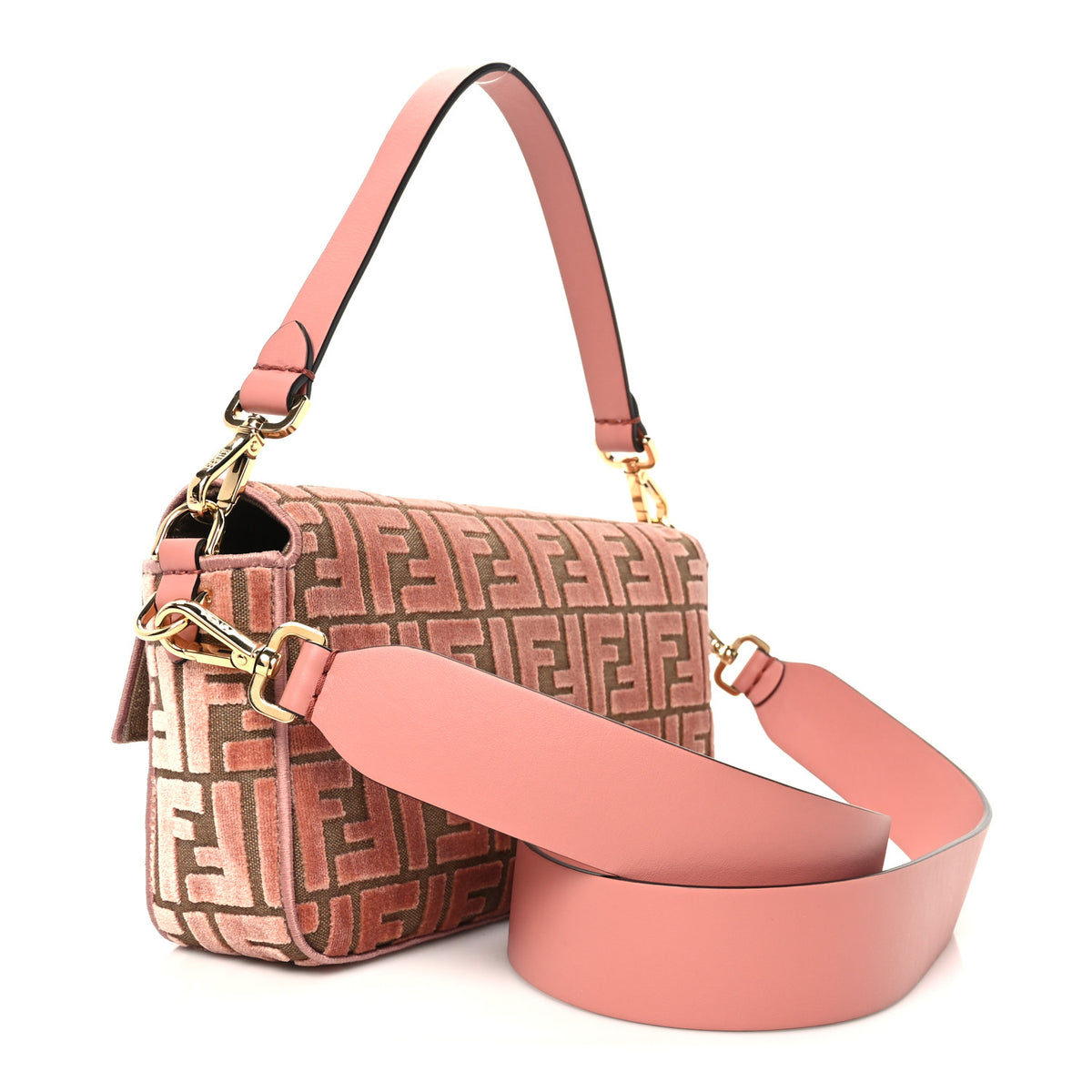 Fendi Velvet Jacquard Crystal FF Baguette Macaron 2 of 10
