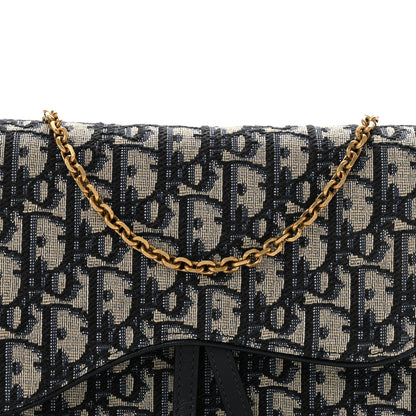 Christian Dior Oblique Saddle Chain Long Wallet Blue 8 of 14