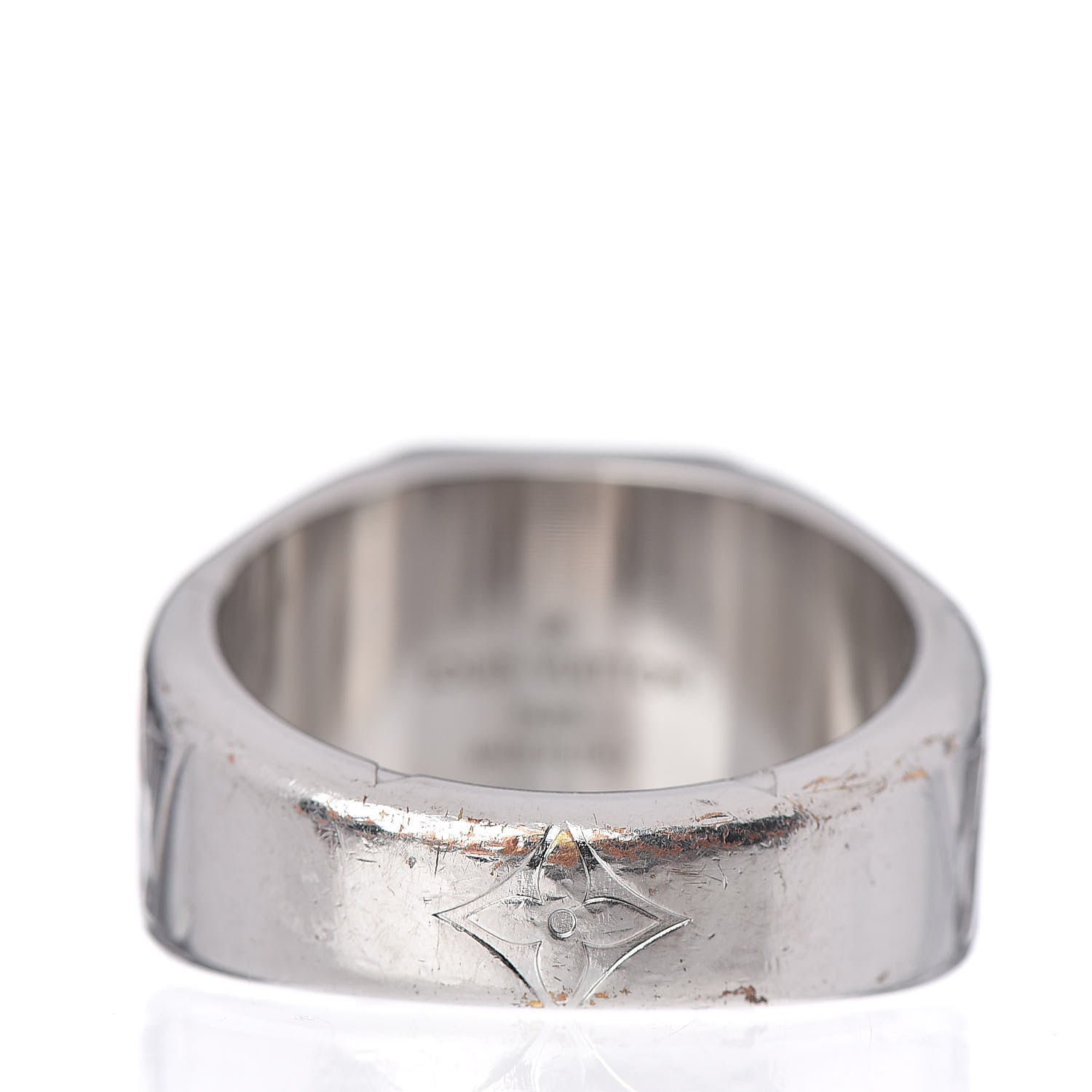 Louis Vuitton Monogram Signet Ring 10 Silver 4 of 5