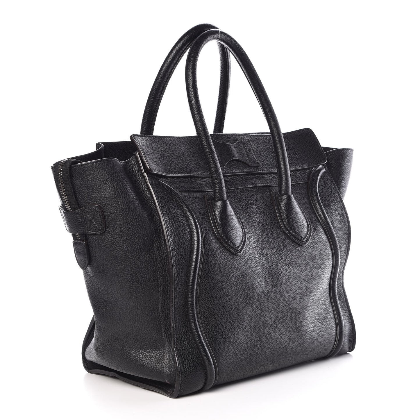 Drummed Calfskin Mini Luggage Black