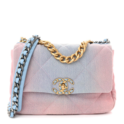 Chanel Denim Quilted Medium Chanel 19 Flap Blue Pink 1 of 11