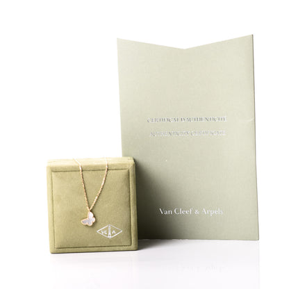 Van Cleef & Arpels 18K Yellow Gold Mother of Pearl Sweet Alhambra Butterfly Pendant Necklace 7 of 7