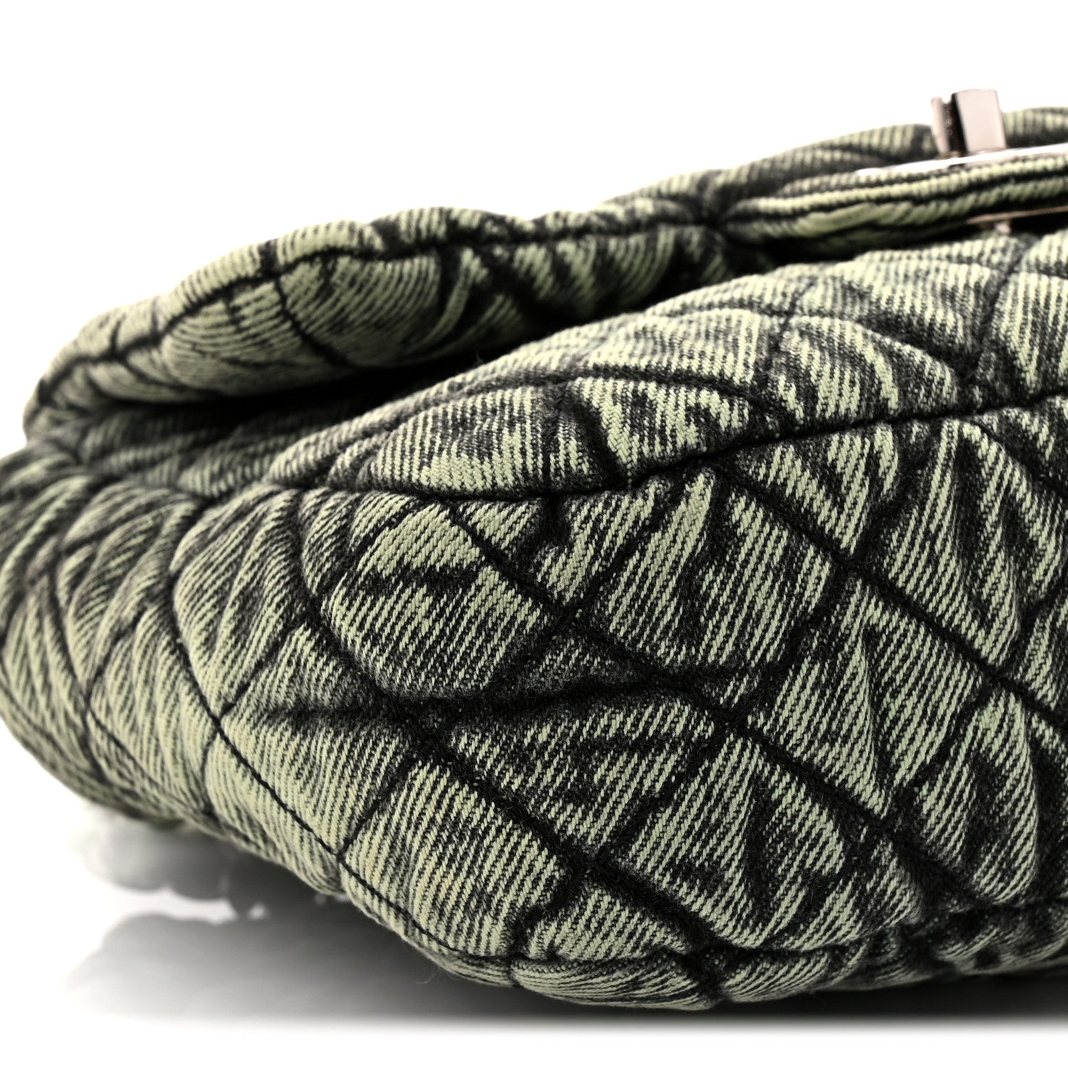 Chanel Washed Denim Quilted Small Denimpression Flap Green Black 9 of 10