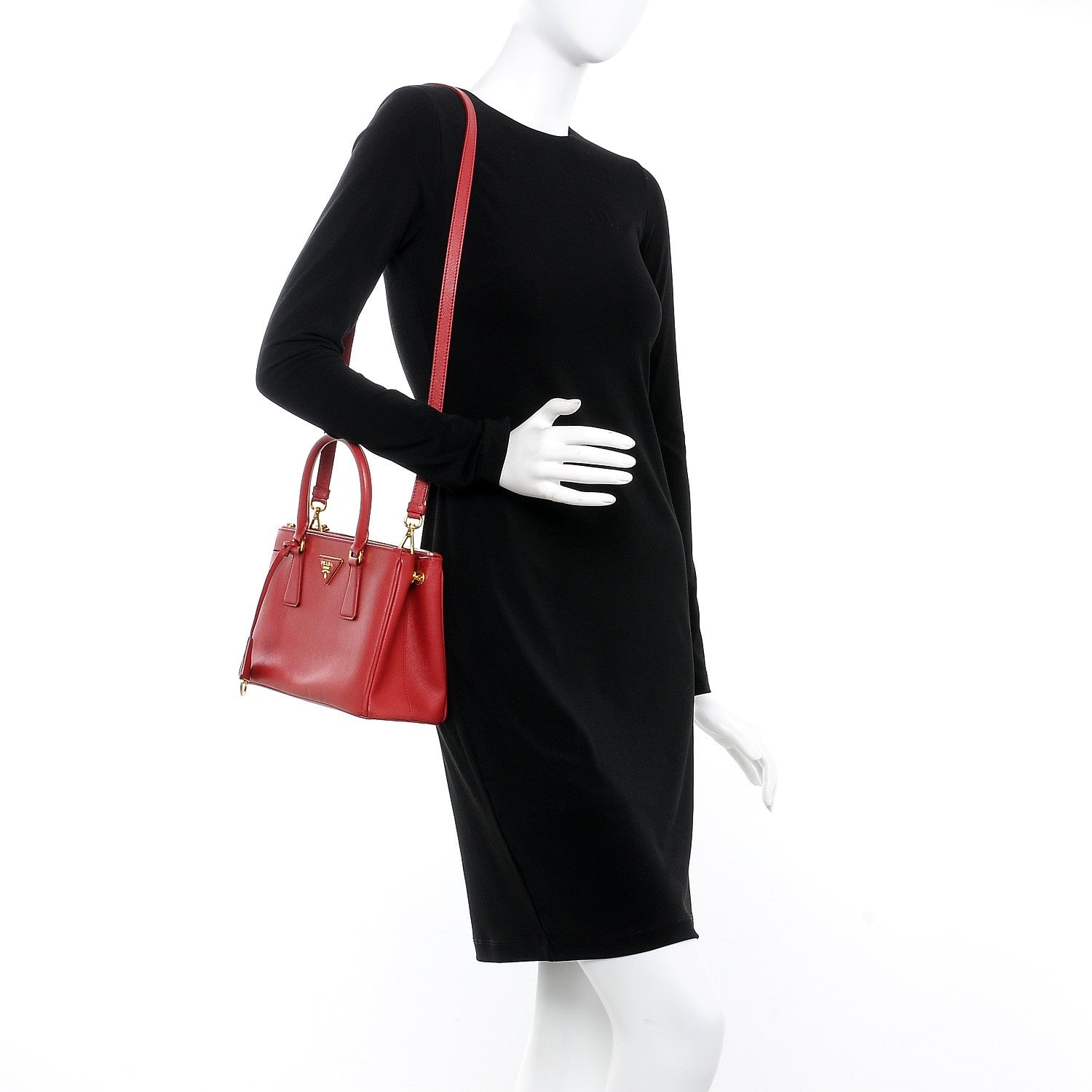 Prada Saffiano Mini Galleria Double Zip Tote Fuoco 2 of 13