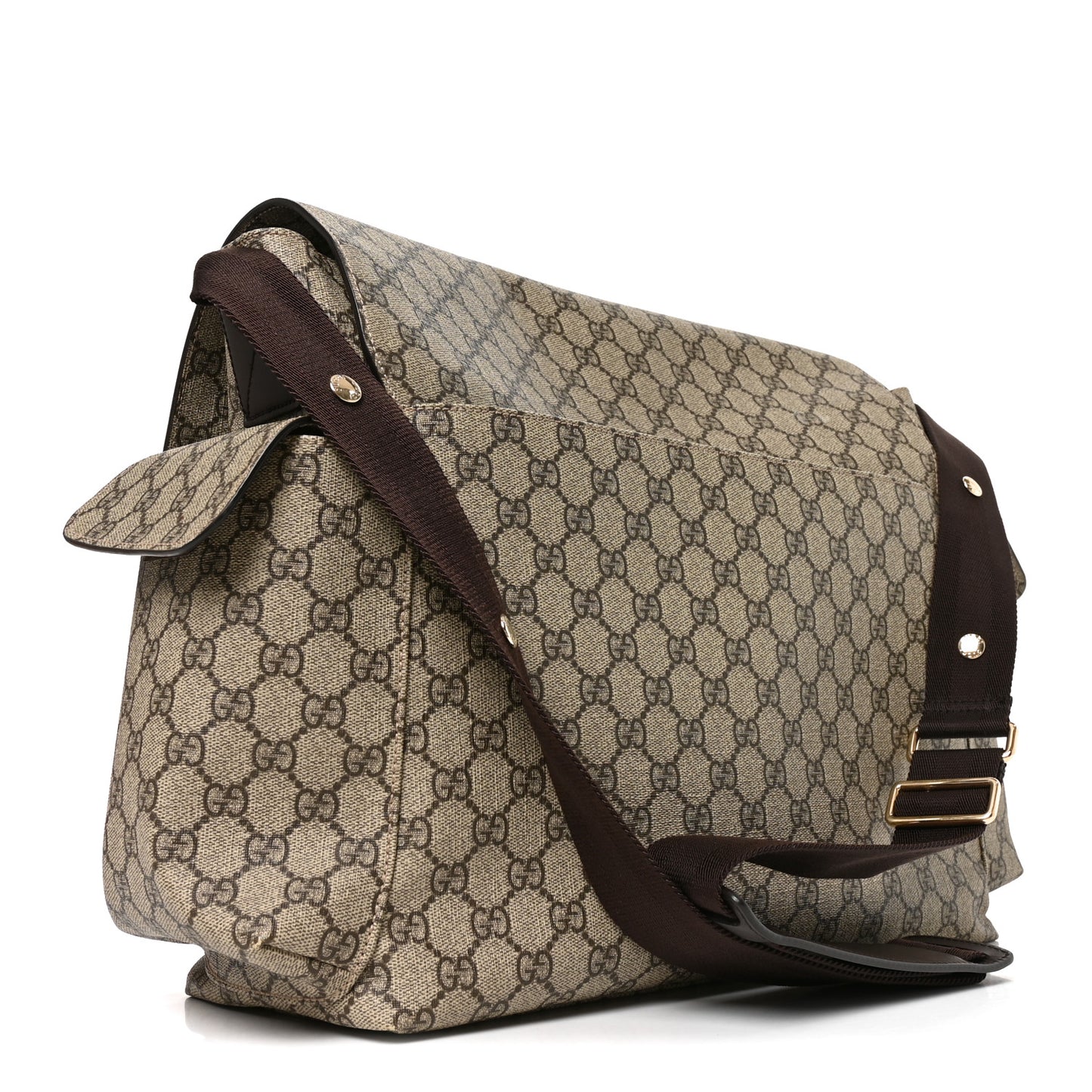 GG Plus Monogram Messenger Diaper Bag Dark Brown