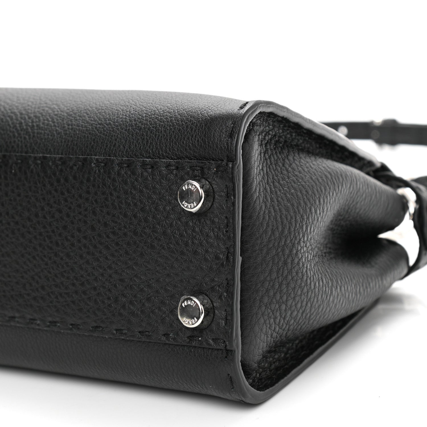 Fendi Cuoio Romano Selleria Bi-Color Mini Peekaboo Iconic Satchel Black Mou 10 of 12