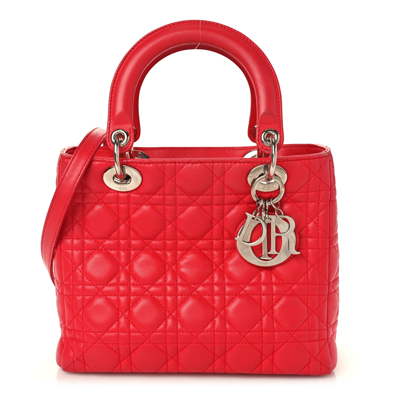 Christian Dior Lambskin Cannage Medium Lady Dior Red 1 of 11