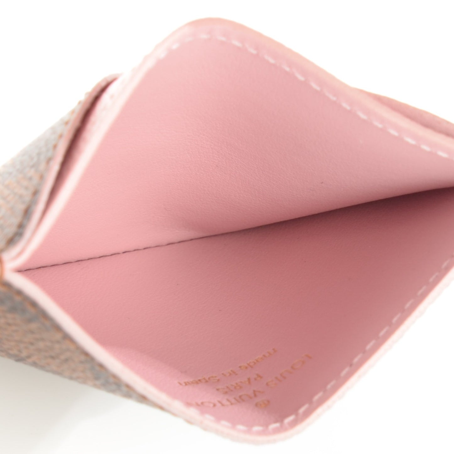 Damier Ebene Caissa Card Holder Rose Ballerine