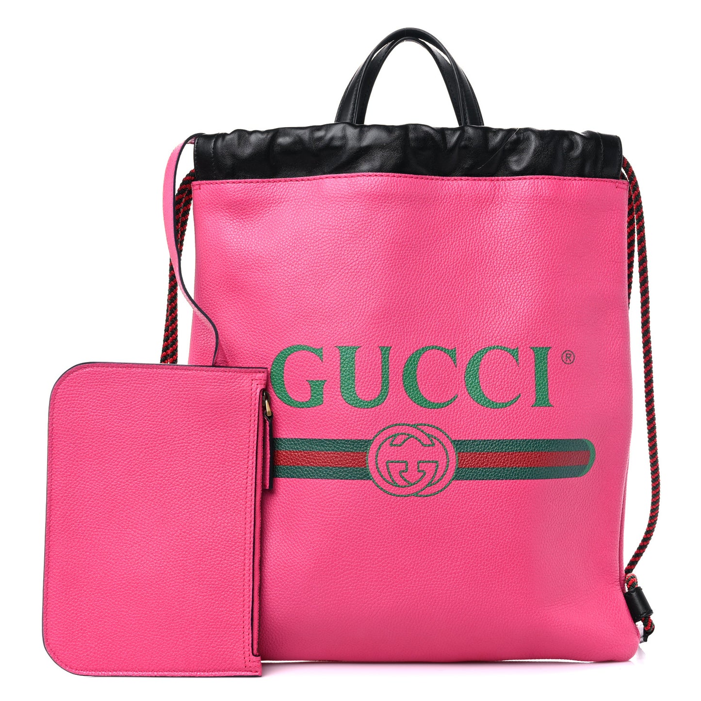 Grained Calfskin Logo Drawstring Backpack Box Pink Green Black