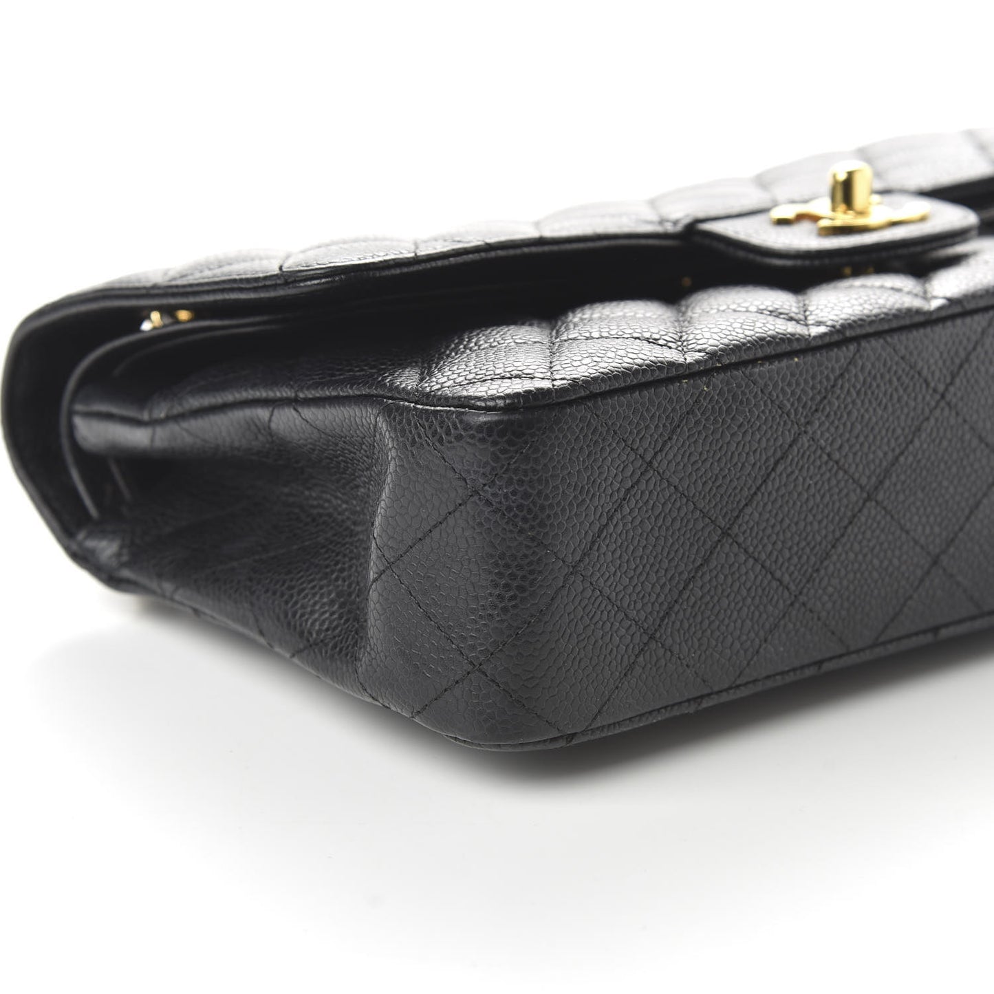 Caviar Quilted Medium Double Flap Black