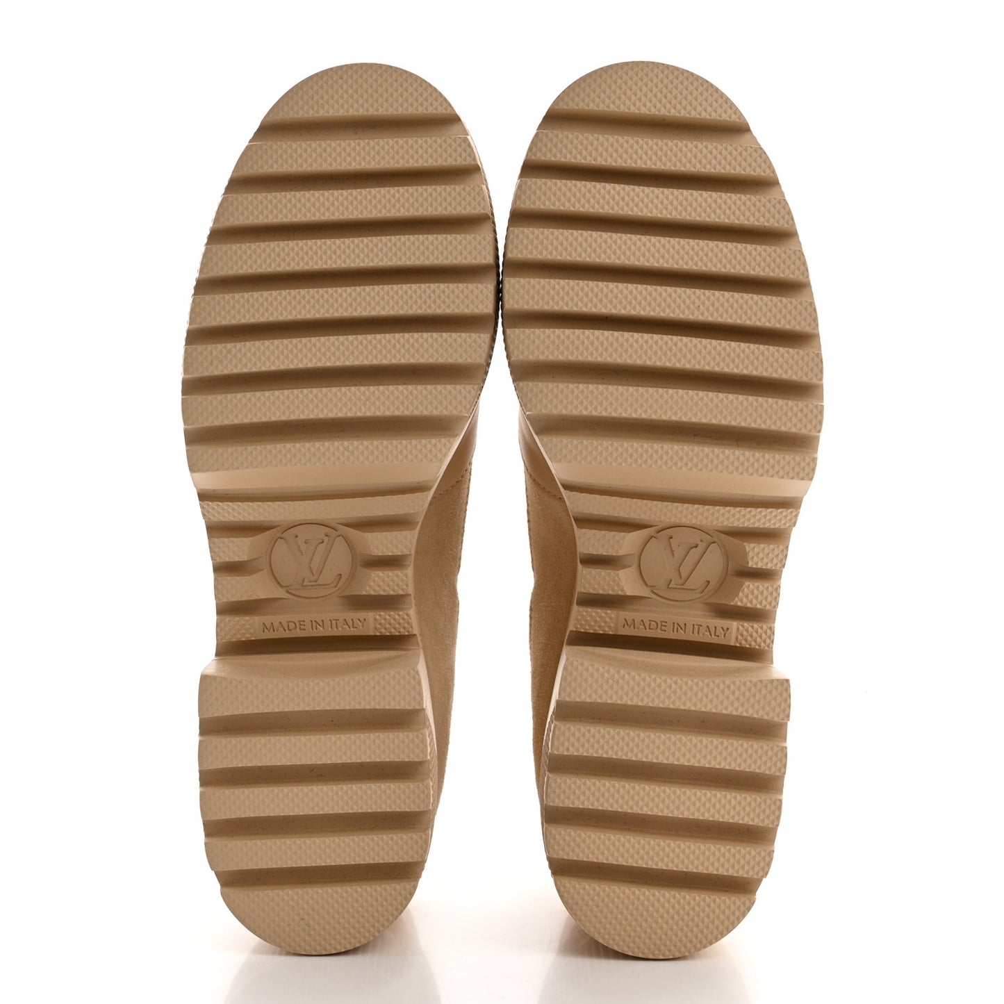Suede Calfskin Embossed Monogram Laureate Platform Desert Boots 37 Beige