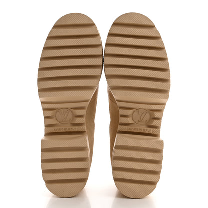 Louis Vuitton Suede Calfskin Embossed Monogram Laureate Platform Desert Boots 37 Beige 5 of 11