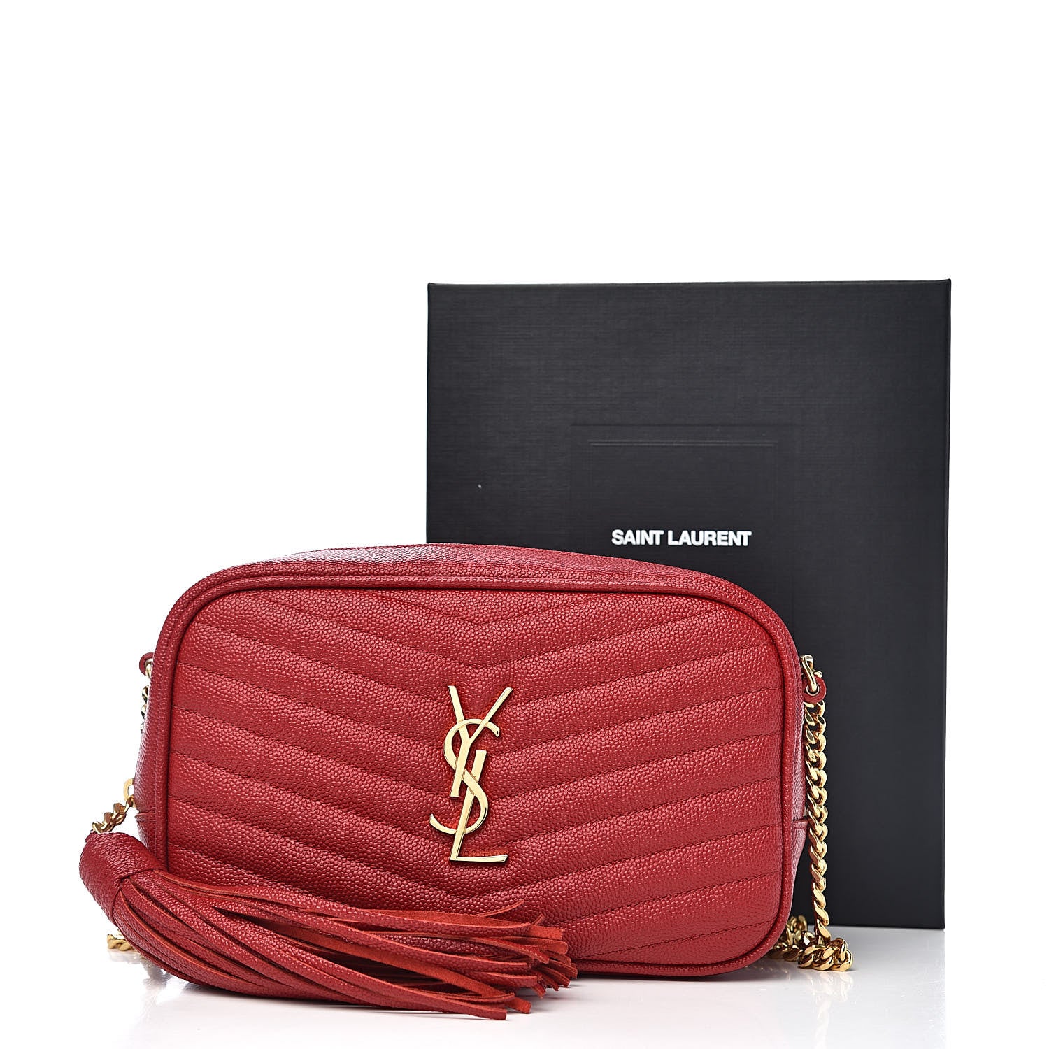 Saint Laurent Grain De Poudre Matelasse Monogram Mini Lou Camera Bag Eros Red 11 of 11