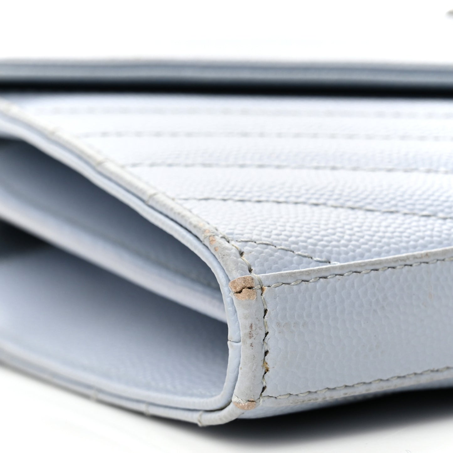 Grain De Poudre Matelasse Chevron Monogram Chain Wallet Sky Blue
