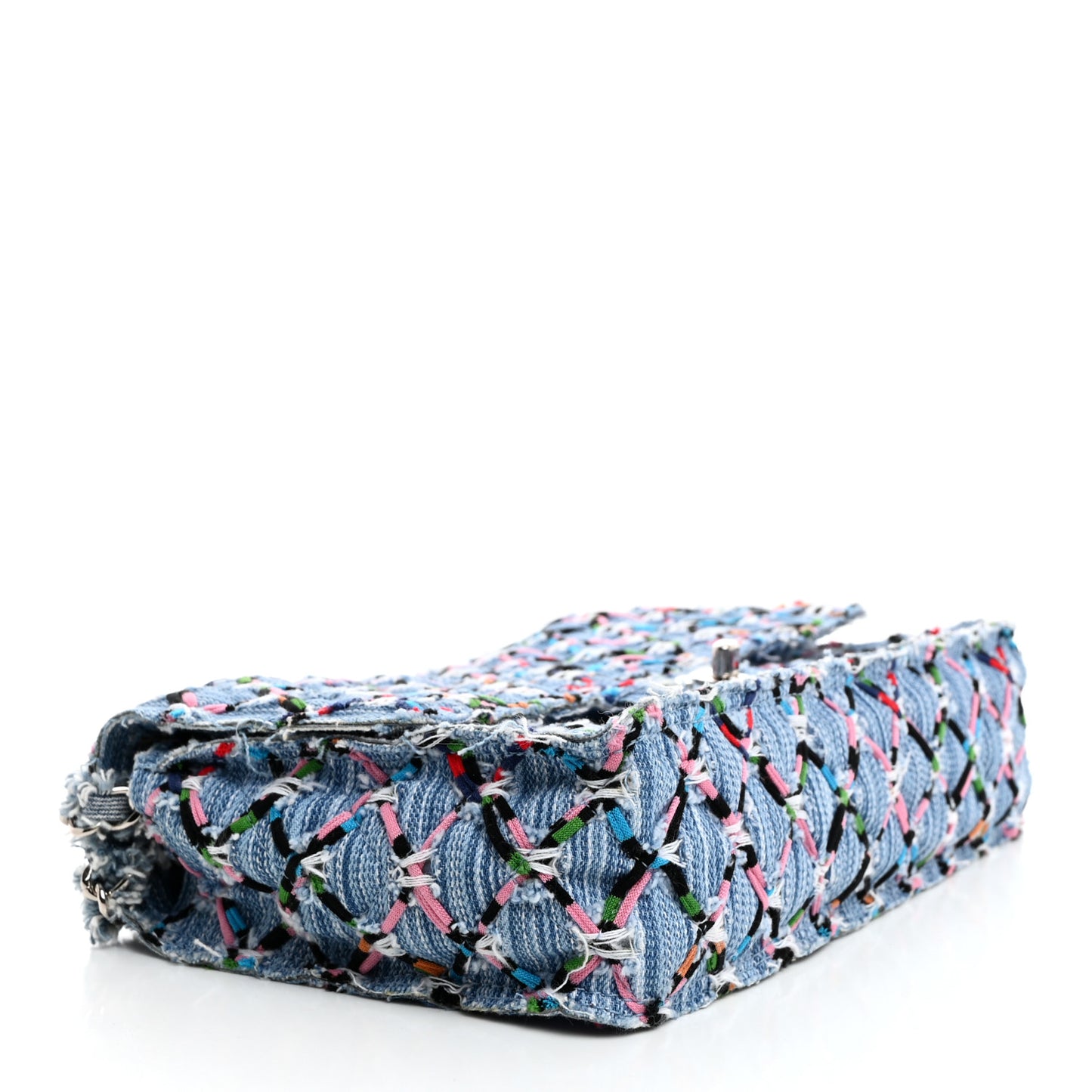 Woven Denim Medium Flap Multicolor