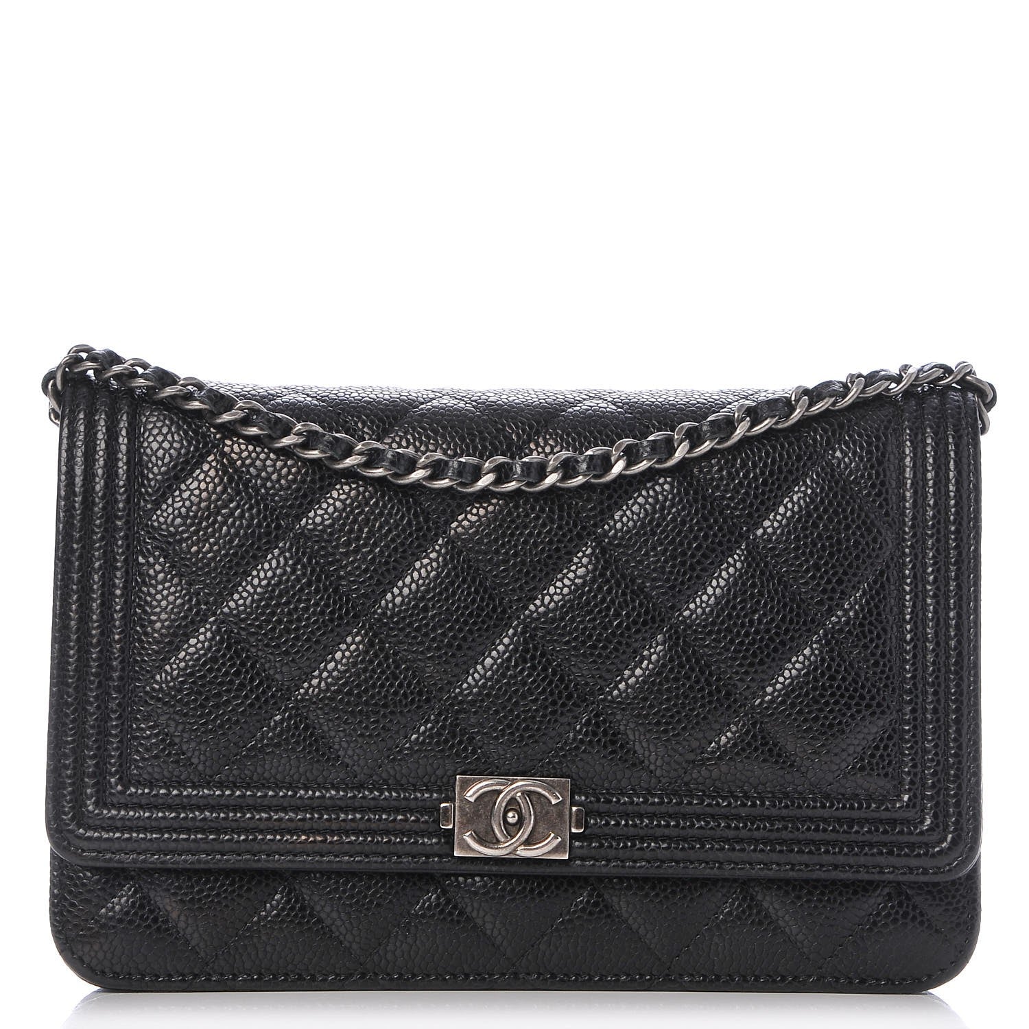 Chanel Caviar Quilted Boy Wallet On Chain WOC Black 1 of 11