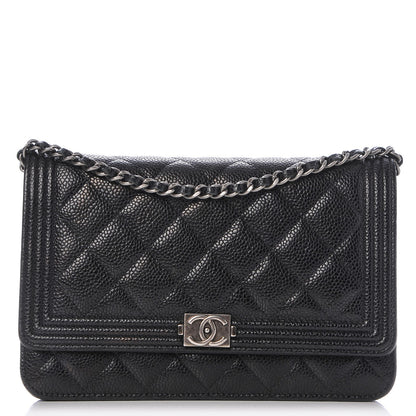 Chanel Caviar Quilted Boy Wallet On Chain WOC Black 1 of 11