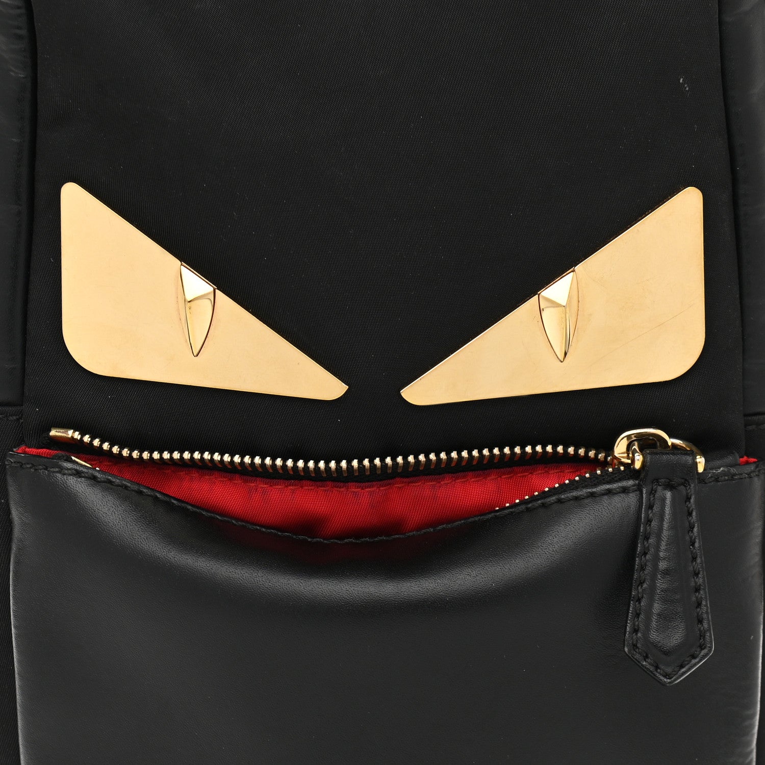 Fendi Nylon Vitello Liberty Metal Monster Eyes Sling Bag Black 7 of 11