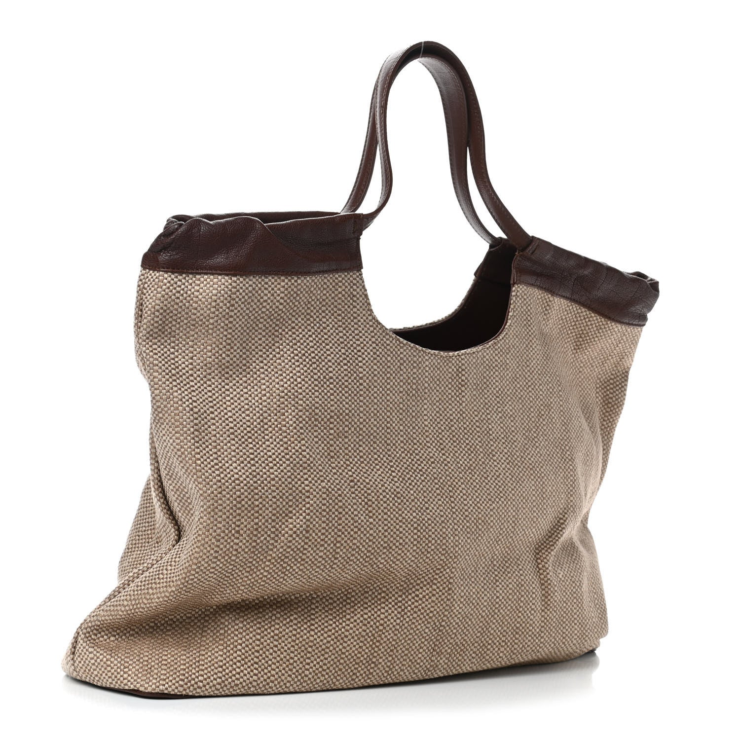 Saint Laurent Linen Belle de Jour Cabas Tote Brown 2 of 4