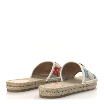 Gucci Linen Psychedelic Mini GG Espadrille Slide Sandals 39 Multicolor 5 of 11
