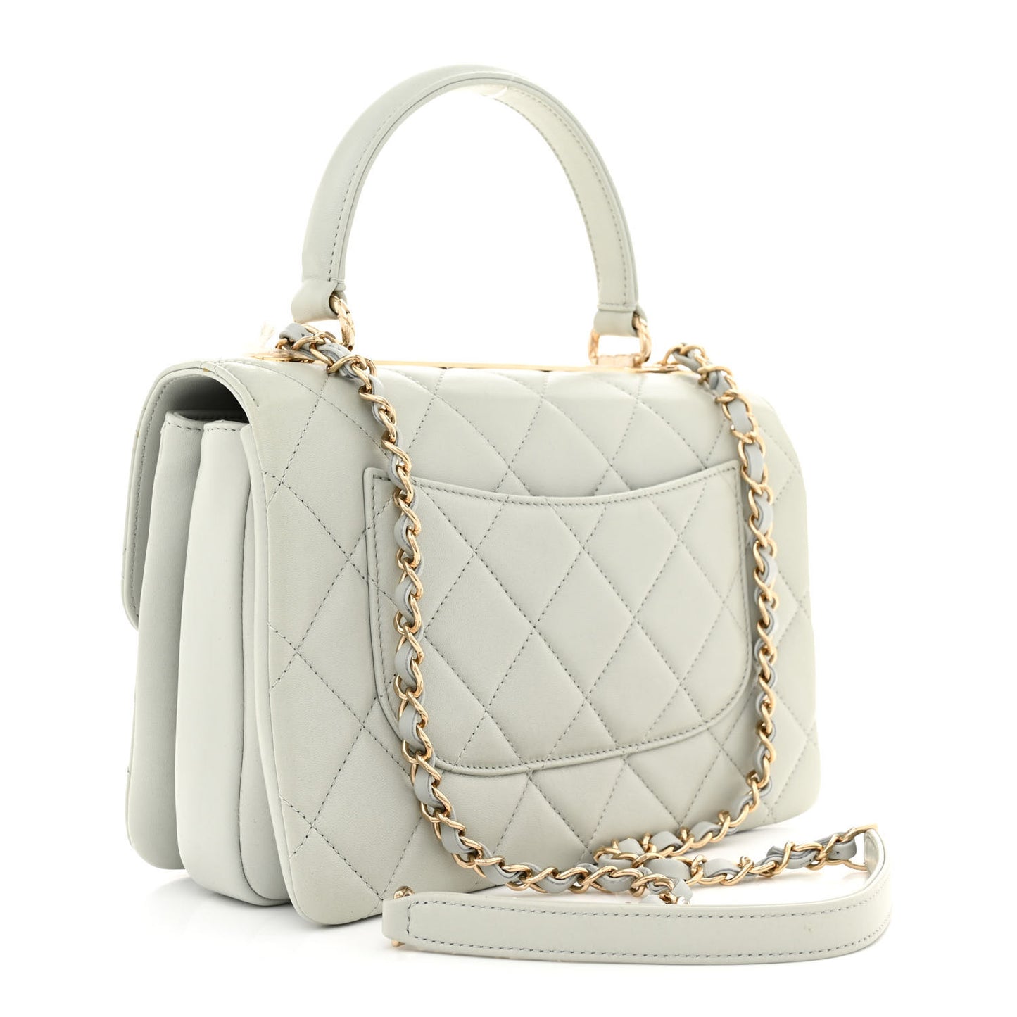 Lambskin Quilted Small Trendy CC Flap Dual Handle Bag Light Grey