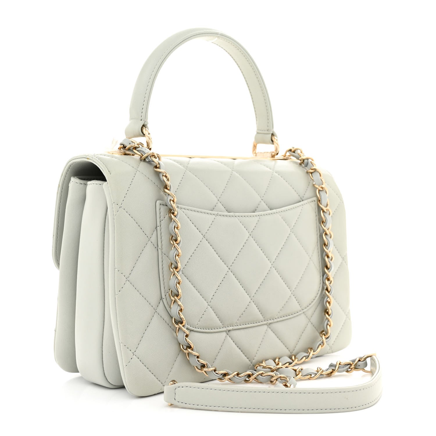 Chanel Lambskin Quilted Small Trendy CC Flap Dual Handle Bag Light Grey 3 of 13