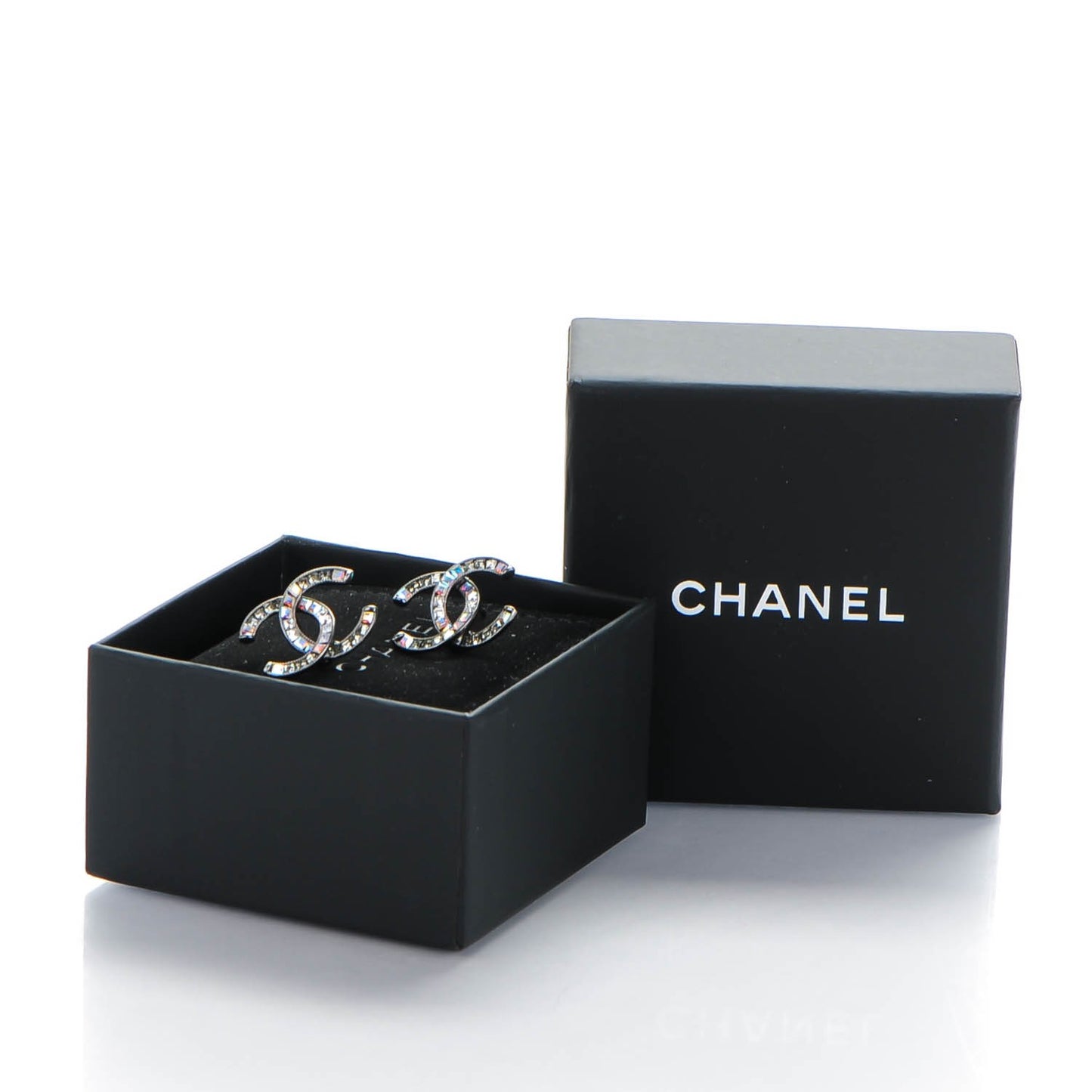 Baguette Crystal CC Earrings Silver