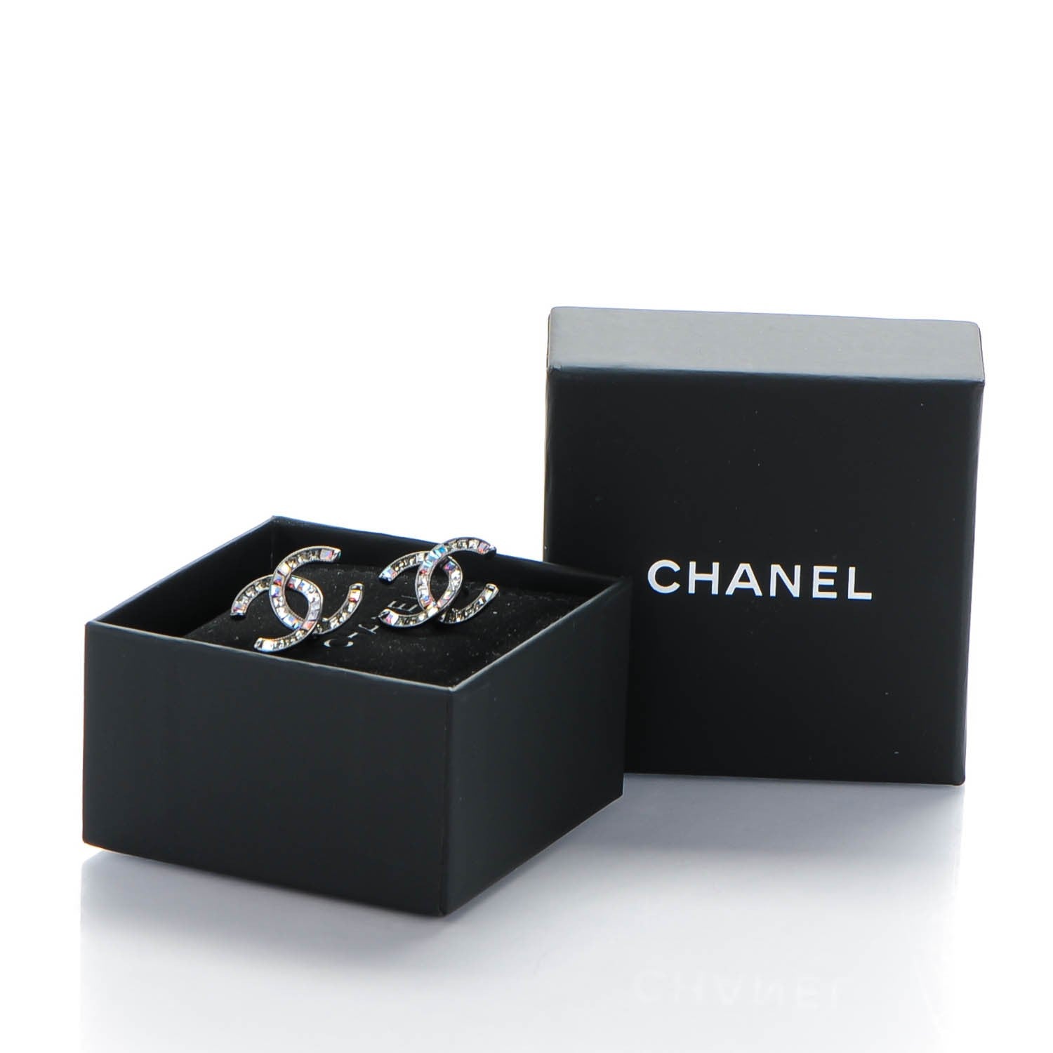 Chanel Baguette Crystal CC Earrings Silver 5 of 5